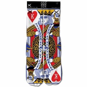 ODD SOX Crew Socks King Of Hearts Playing Card